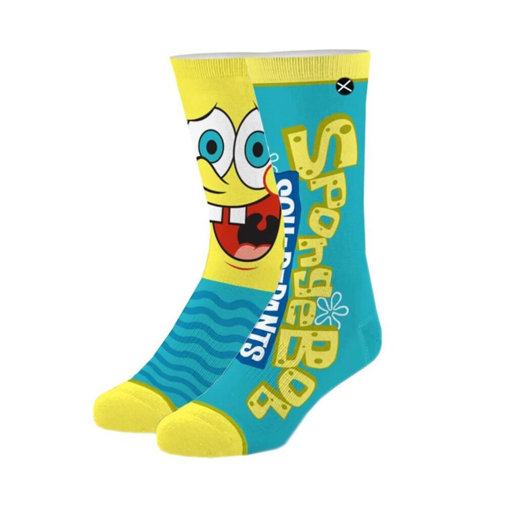 Mens Crew Straight Down - Knit - Spongebob Big Face